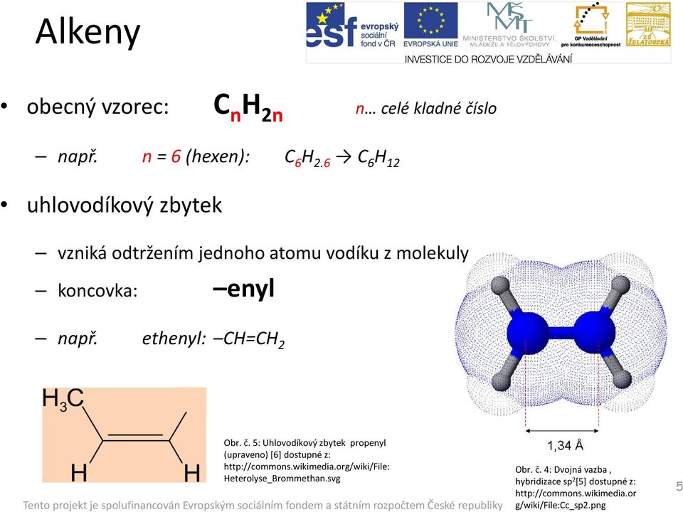 ethenyl: CH=CH 2 Obr. č. 5: Uhlovodíkový zbytek propenyl (upraveno) [6] dostupné z: http://commons.wikimedia.