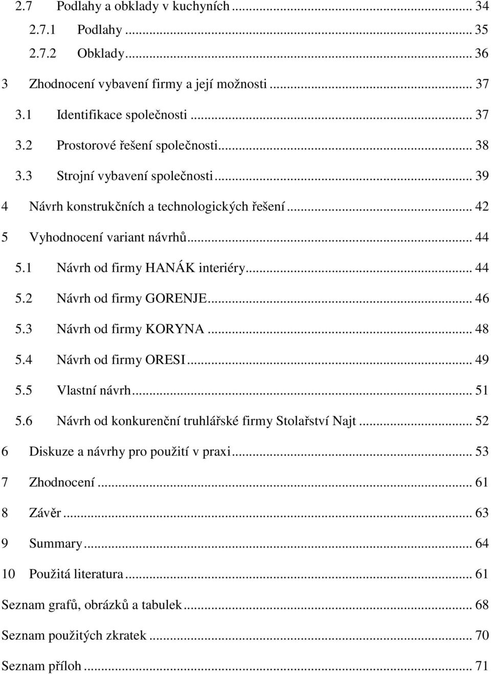 .. 46 5.3 Návrh od firmy KORYNA... 48 5.4 Návrh od firmy ORESI... 49 5.5 Vlastní návrh... 51 5.6 Návrh od konkurenční truhlářské firmy Stolařství Najt.