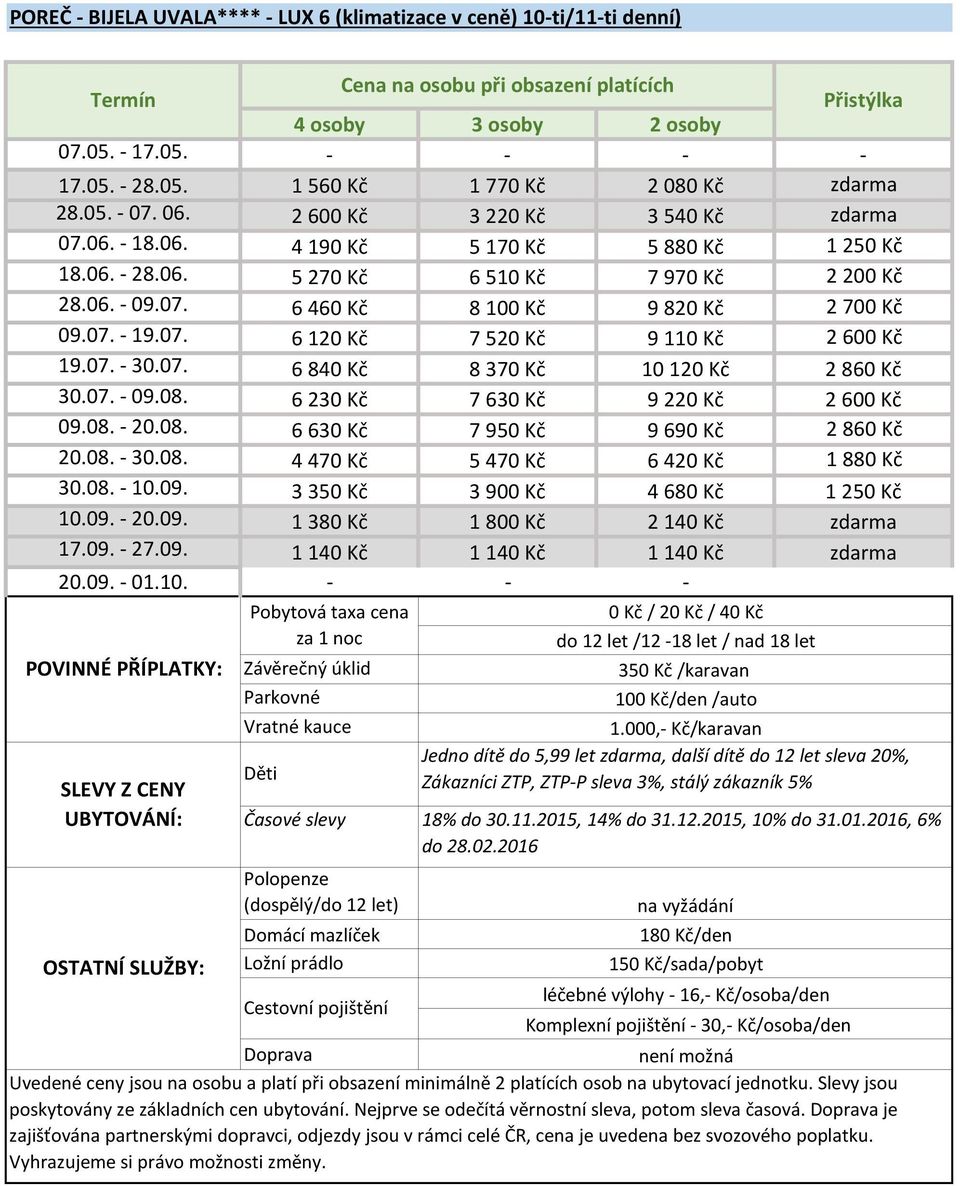 07. 6 120 Kč 7 520 Kč 9 110 Kč 2 600 Kč 19.07. - 30.07. 6 840 Kč 8 370 Kč 10 120 Kč 2 860 Kč 30.07. - 09.08. 6 230 Kč 7 630 Kč 9 220 Kč 2 600 Kč 09.08. - 20.08. 6 630 Kč 7 950 Kč 9 690 Kč 2 860 Kč 20.