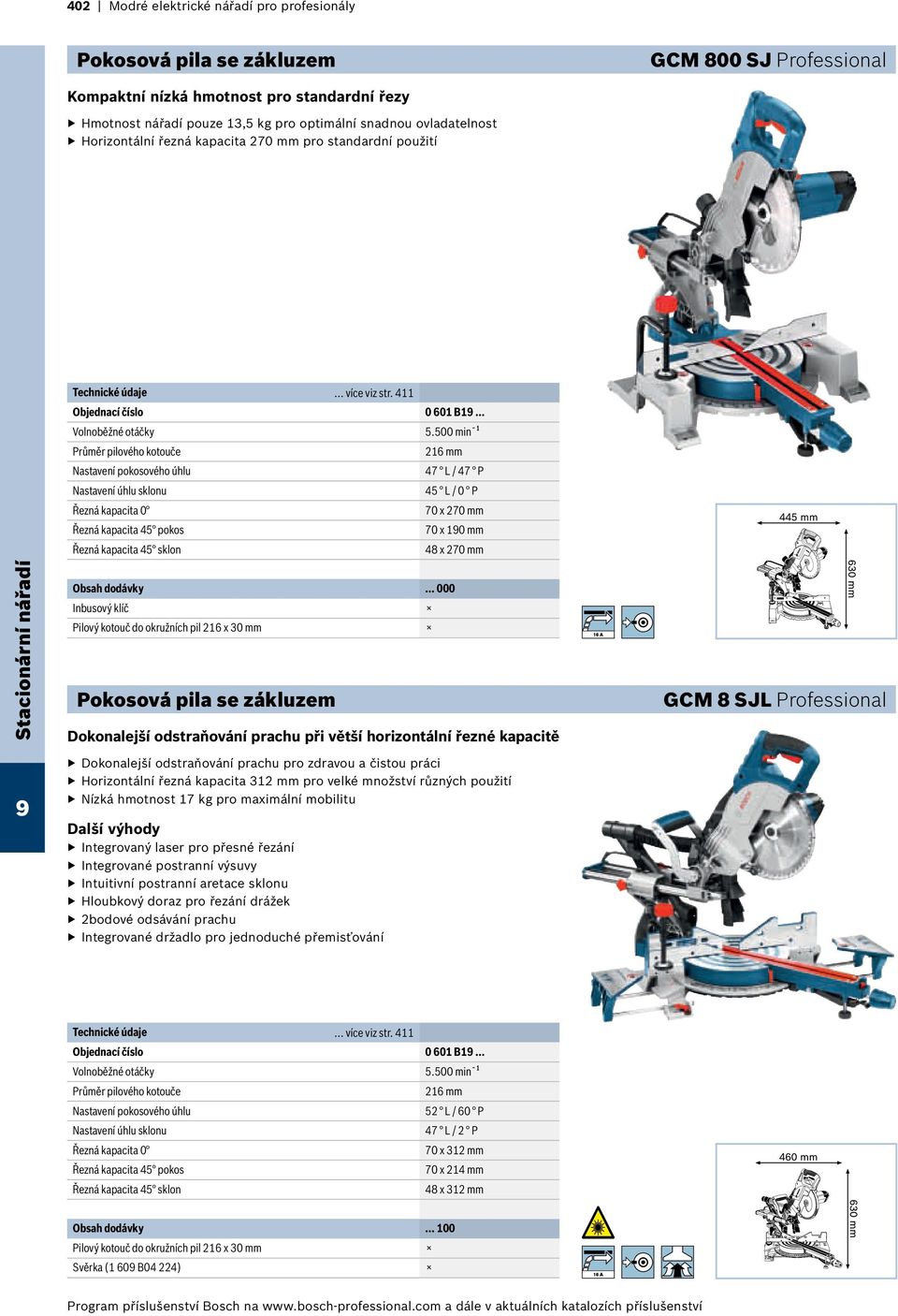 .. 000 Inbusový klíč Pilový kotouč do okružních pil 216 x 30 mm Pokosová pila se zákluzem... více viz str. 411 5.