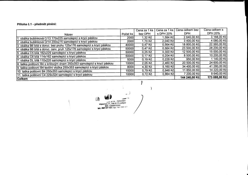 obalka C6 bila 114x162 samolepici s kryci paskou 7. obalka DL bila 110x220 samolepici s kryci paskou 8. ta ka postovni B4 s krizovym dnem 250x353 samolepici s kryci paskou 9.