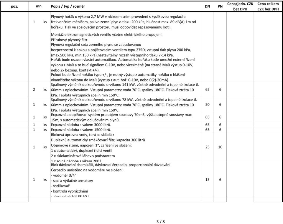 Plynová regulační rada zemního plynu se zabudovanou bezpecnostní klapkou a pojištovacím ventilem typu 275D, vstupní tlak plynu 200 kpa, (max.500 kpa, min.