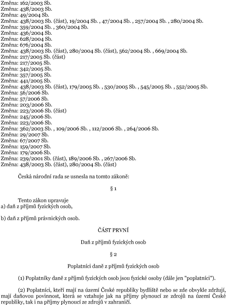 Změna: 357/2005 Sb. Změna: 441/2005 Sb. Změna: 438/2003 Sb. (část), 179/2005 Sb., 530/2005 Sb., 545/2005 Sb., 552/2005 Sb. Změna: 56/2006 Sb. Změna: 57/2006 Sb. Změna: 203/2006 Sb. Změna: 223/2006 Sb.