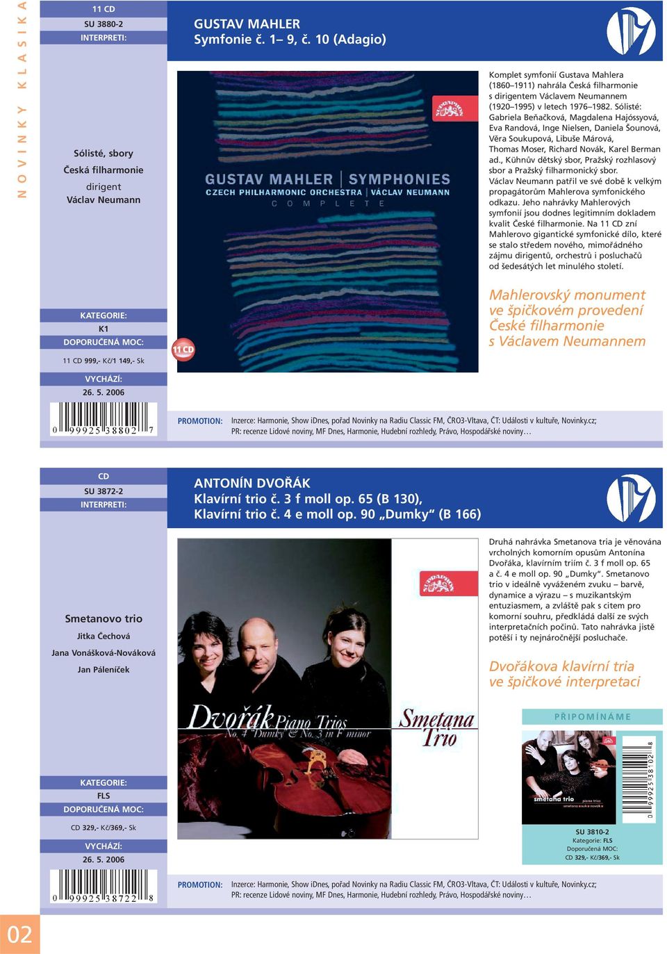 Sólisté: Gabriela Beňačková, Magdalena Hajóssyová, Eva Randová, Inge Nielsen, Daniela Šounová, Věra Soukupová, Libuše Márová, Thomas Moser, Richard Novák, Karel Berman ad.