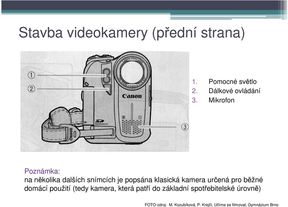 určená pro běžné domácí použití (tedy kamera, která patří do základní
