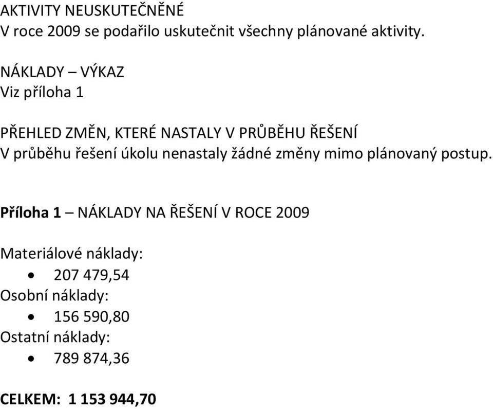 úkolu nenastaly žádné změny mimo plánovaný postup.