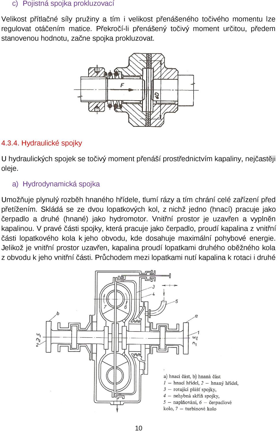 3.4. Hydraulické spojky U hydraulických spojek se točivý moment přenáší prostřednictvím kapaliny, nejčastěji oleje.