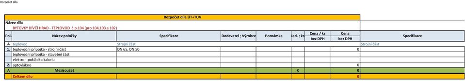 teplovodní přípojka strojní část DN 65, DN 5 teplovodní