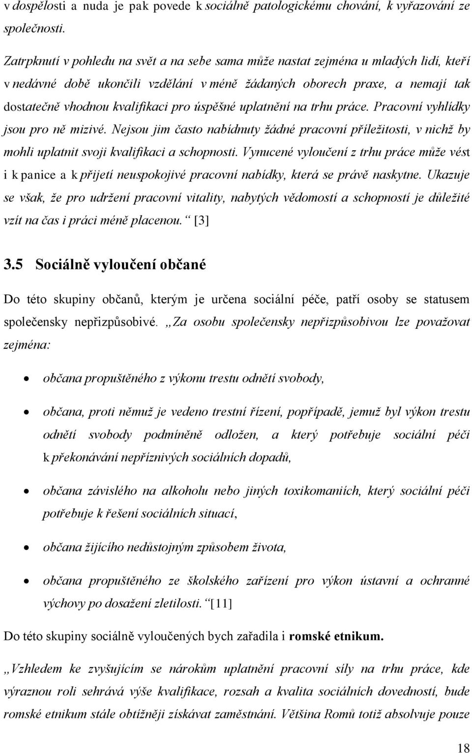 úspěšné uplatnění na trhu práce. Pracovní vyhlídky jsou pro ně mizivé. Nejsou jim často nabídnuty žádné pracovní příležitosti, v nichž by mohli uplatnit svoji kvalifikaci a schopnosti.