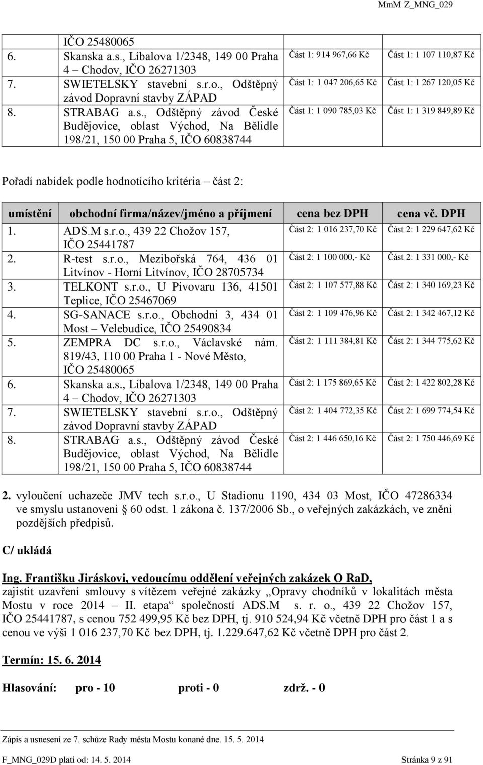 , Líbalova 1/2348, 149 00 Praha 4 Chodov, IČO 26271303 7. SWIETELSKY st