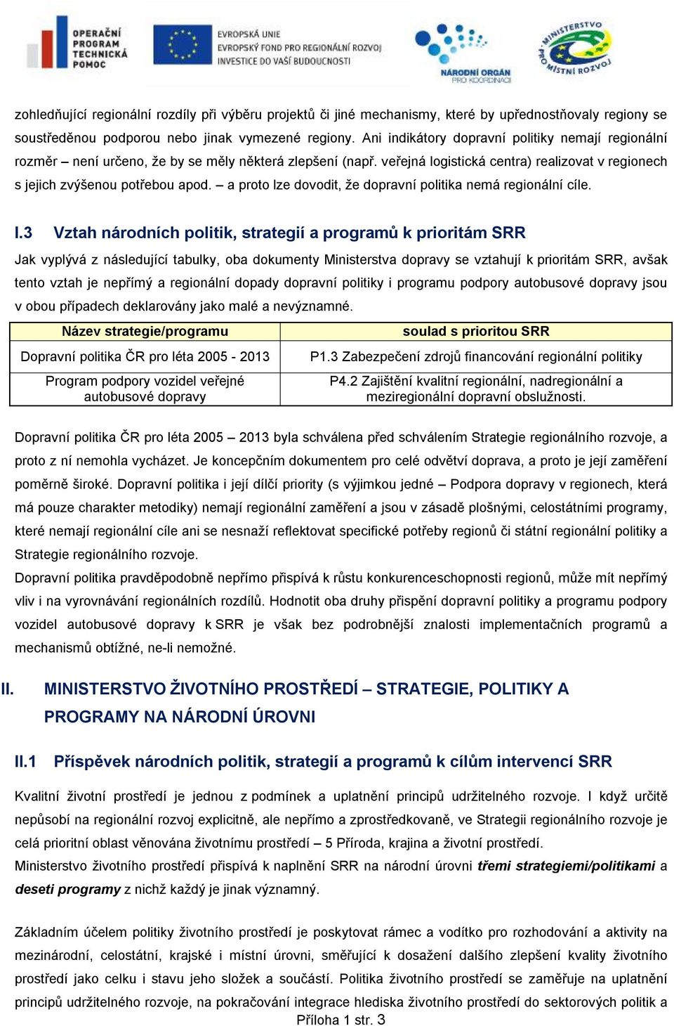 a proto lze dovodit, že dopravní politika má regionální cíle. I.