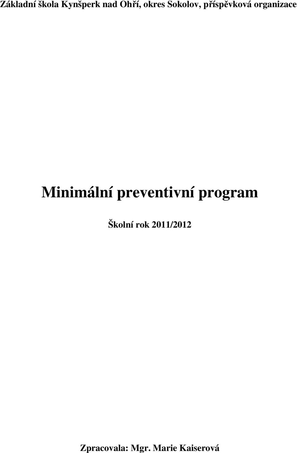 Minimální preventivní program Školní