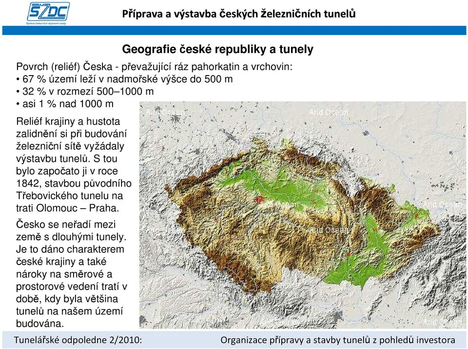 S tou bylo započato ji v roce 1842, stavbou původního Třebovického tunelu na trati Olomouc Praha. Česko se neřadí mezi země s dlouhými tunely.
