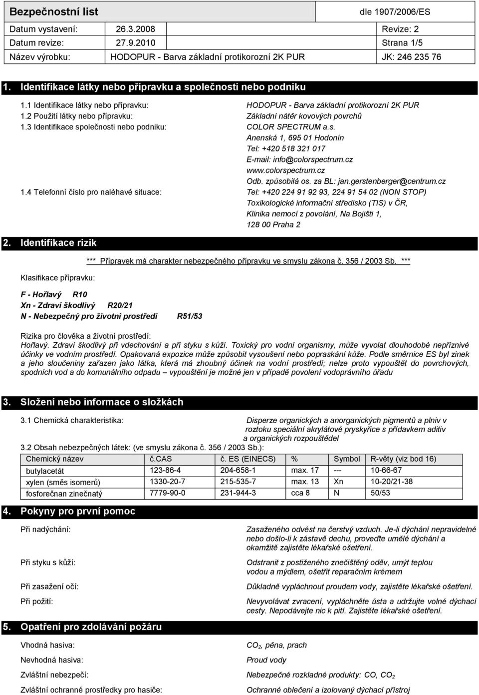 cz www.colorspectrum.cz Odb. způsobilá os. za BL: jan.gerstenberger@centrum.cz 1.