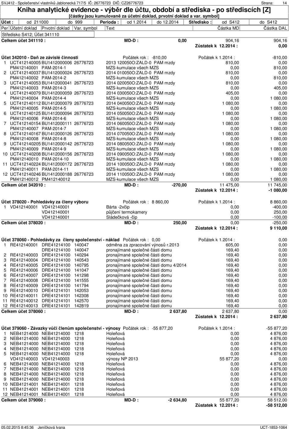 BU1412000024 26776723 2014 010050O:ZALD-0 PAM mzdy 81 PM412140002 PAM-2014-2 MZS-kumulace všech MZS 81 3 UCT412140053 BU1412000041 26776723 2014 020050O:ZALD-0 PAM mzdy 81 PM412140003 PAM-2014-3