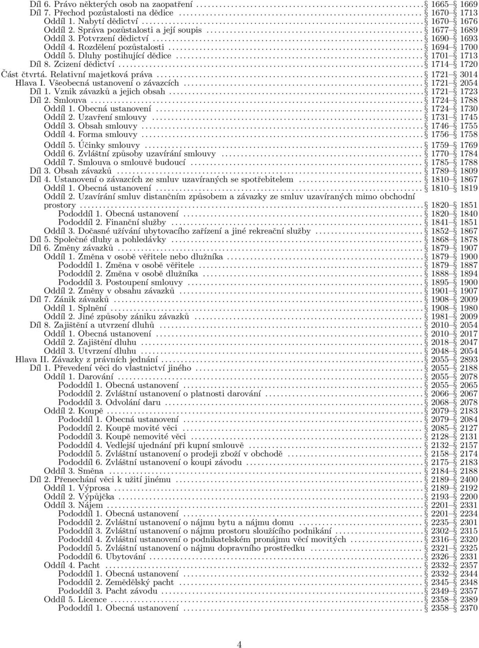 Potvrzení dědictví...................................................................... 1690 1693 Oddíl 4. Rozdělení pozůstalosti.................................................................. 1694 1700 Oddíl 5.