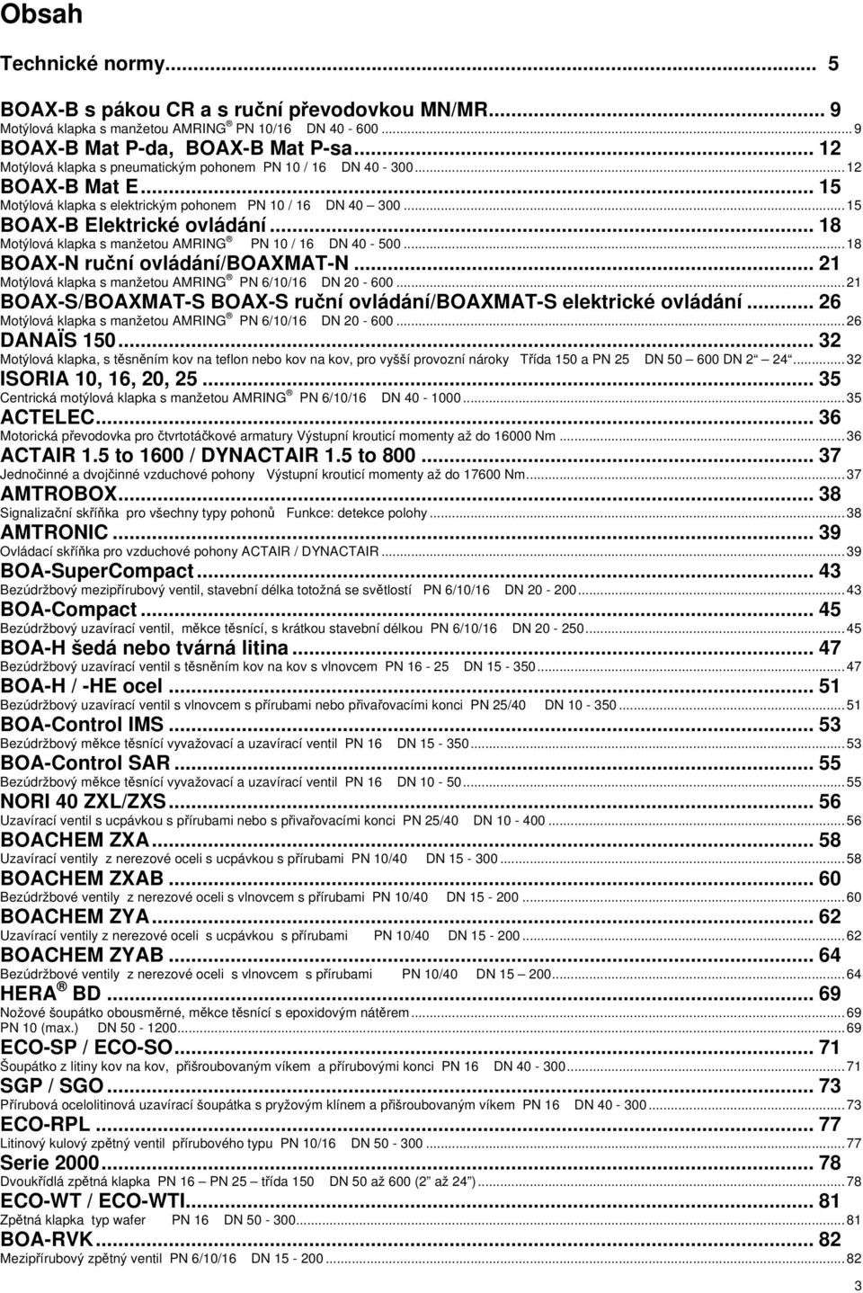 .. 18 Motýlová klapka s manžetou AMRING PN 10 / 16 DN 40-500... 18 BOAX-N ruční ovládání/boaxmat-n... 21 Motýlová klapka s manžetou AMRING PN 6/10/16 DN 20-600.