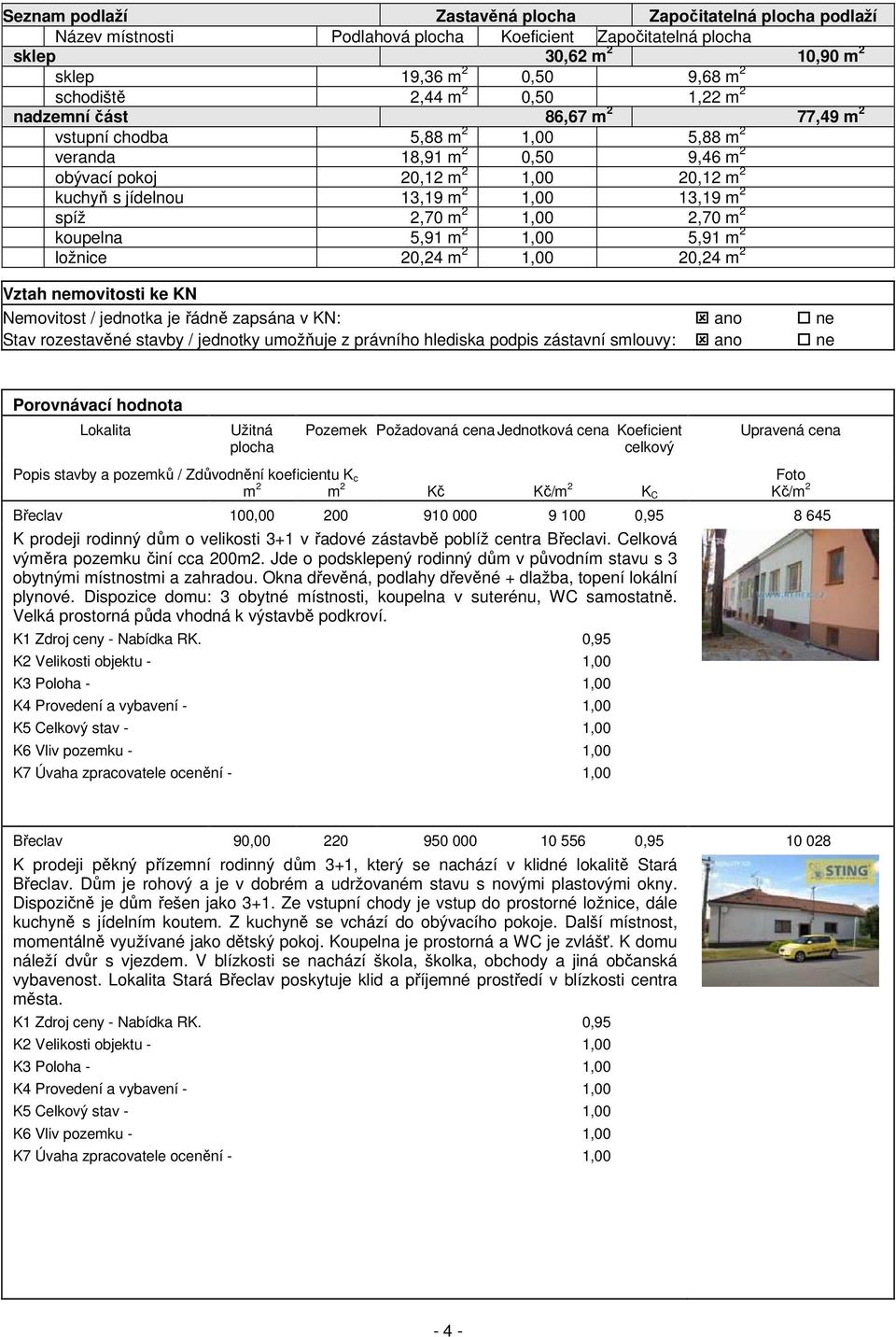 2 spíž 2,70 m 2 1,00 2,70 m 2 koupelna 5,91 m 2 1,00 5,91 m 2 ložnice 20,24 m 2 1,00 20,24 m 2 Vztah nemovitosti ke KN Nemovitost / jednotka je řádně zapsána v KN: ano ne Stav rozestavěné stavby /