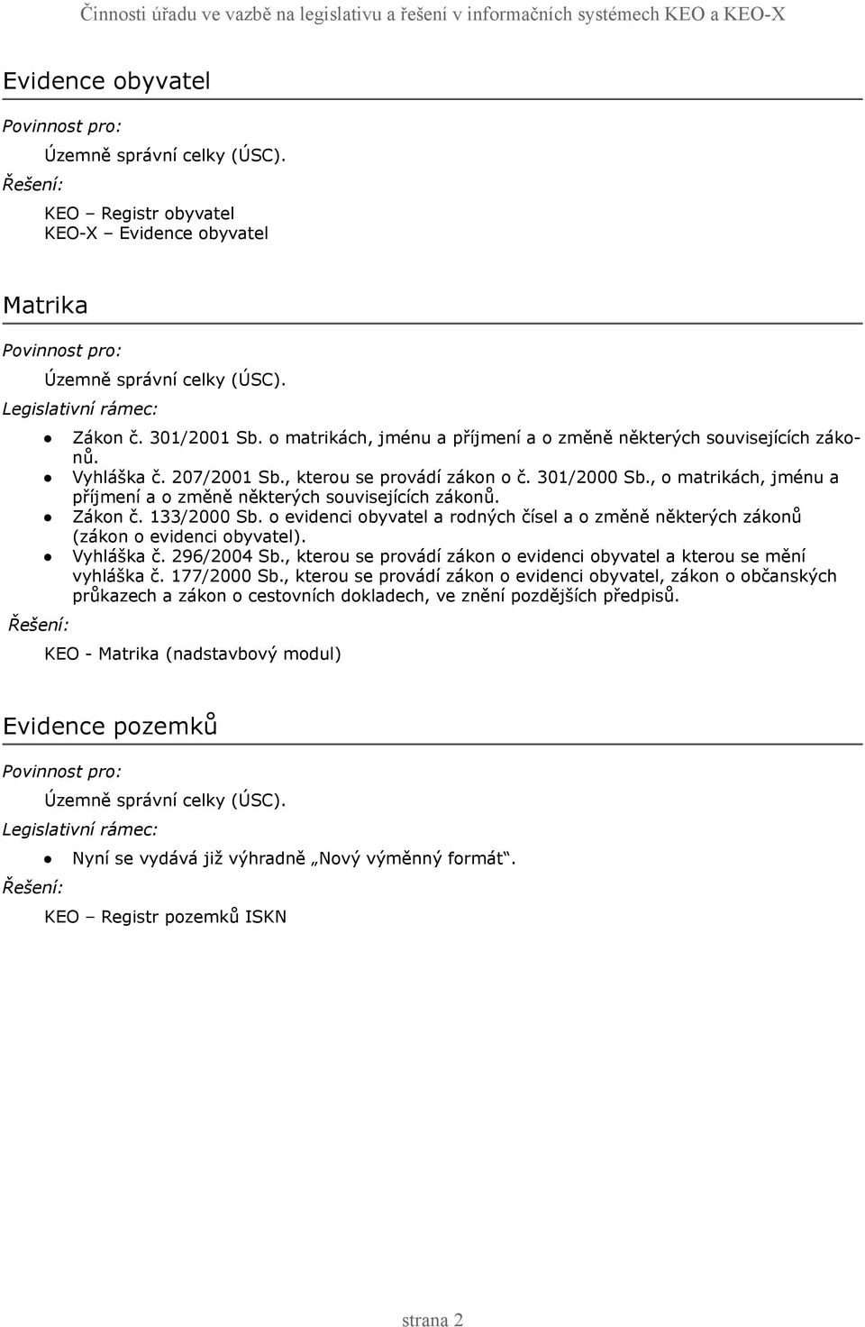 o evidenci obyvatel a rodných čísel a o změně některých zákonů (zákon o evidenci obyvatel). Vyhláška č. 296/2004 Sb., kterou se provádí zákon o evidenci obyvatel a kterou se mění vyhláška č.