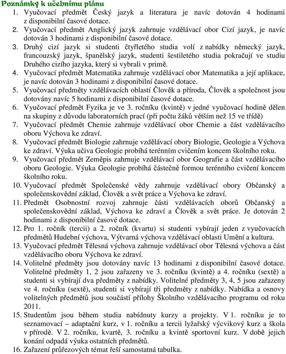hodinami z disponibilní časové dotace. 3.