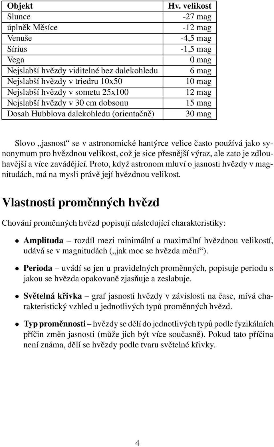 velikost -27 mag -12 mag -4,5 mag -1,5 mag 0 mag 6 mag 10 mag 12 mag 15 mag 30 mag Slovo jasnost se v astronomické hantýrce velice často používá jako synonymum pro hvězdnou velikost, což je sice