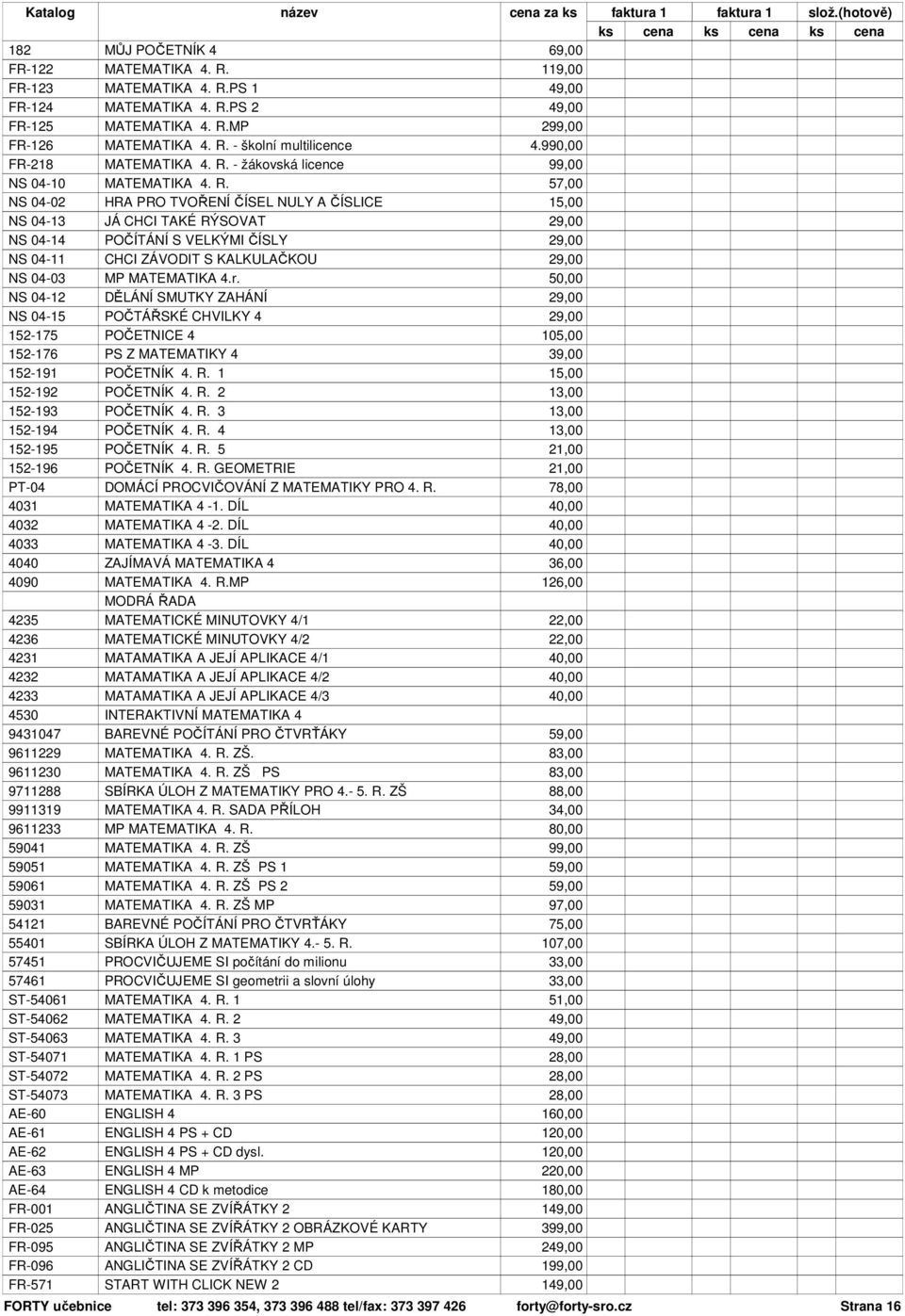 - žákovská licence NS 04-10 MATEMATIKA 4. R.