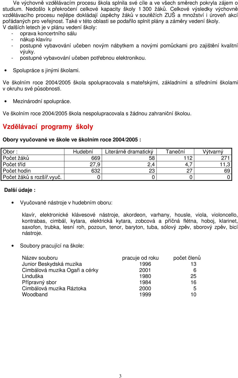 Také v této oblasti se podařilo splnit plány a záměry vedení školy.