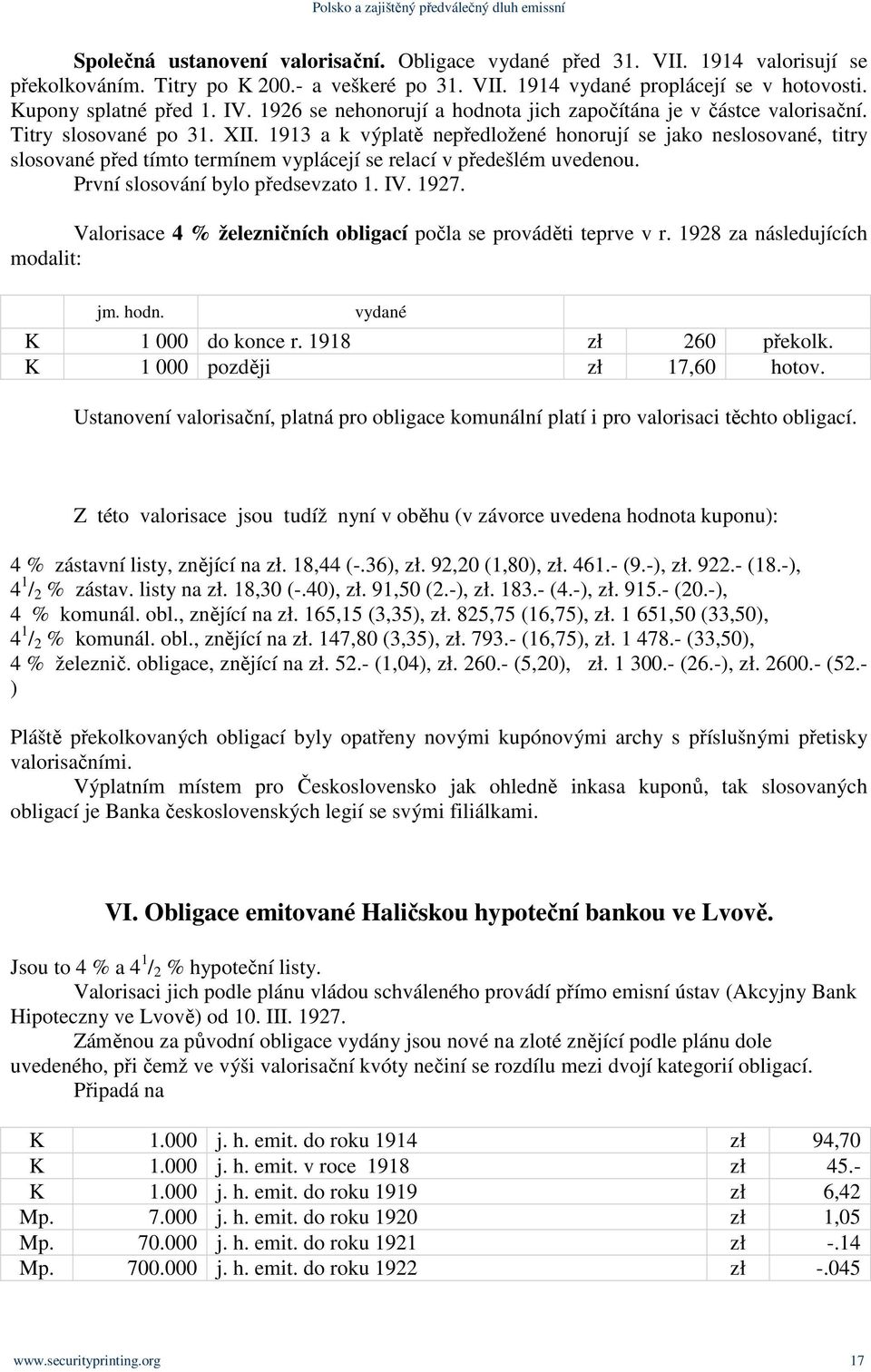 1913 a k výplatě nepředložené honorují se jako neslosované, titry slosované před tímto termínem vyplácejí se relací v předešlém uvedenou. První slosování bylo předsevzato 1. IV. 1927.