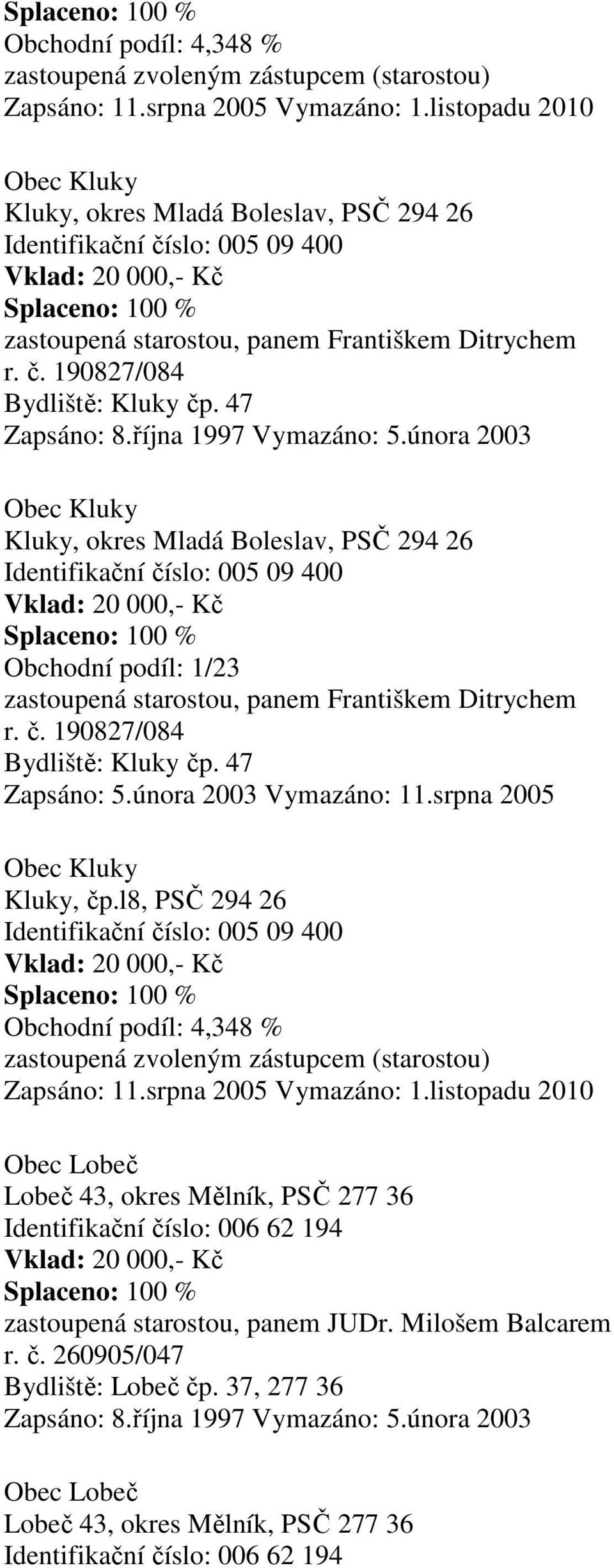 47 Obec Kluky Kluky, čp.