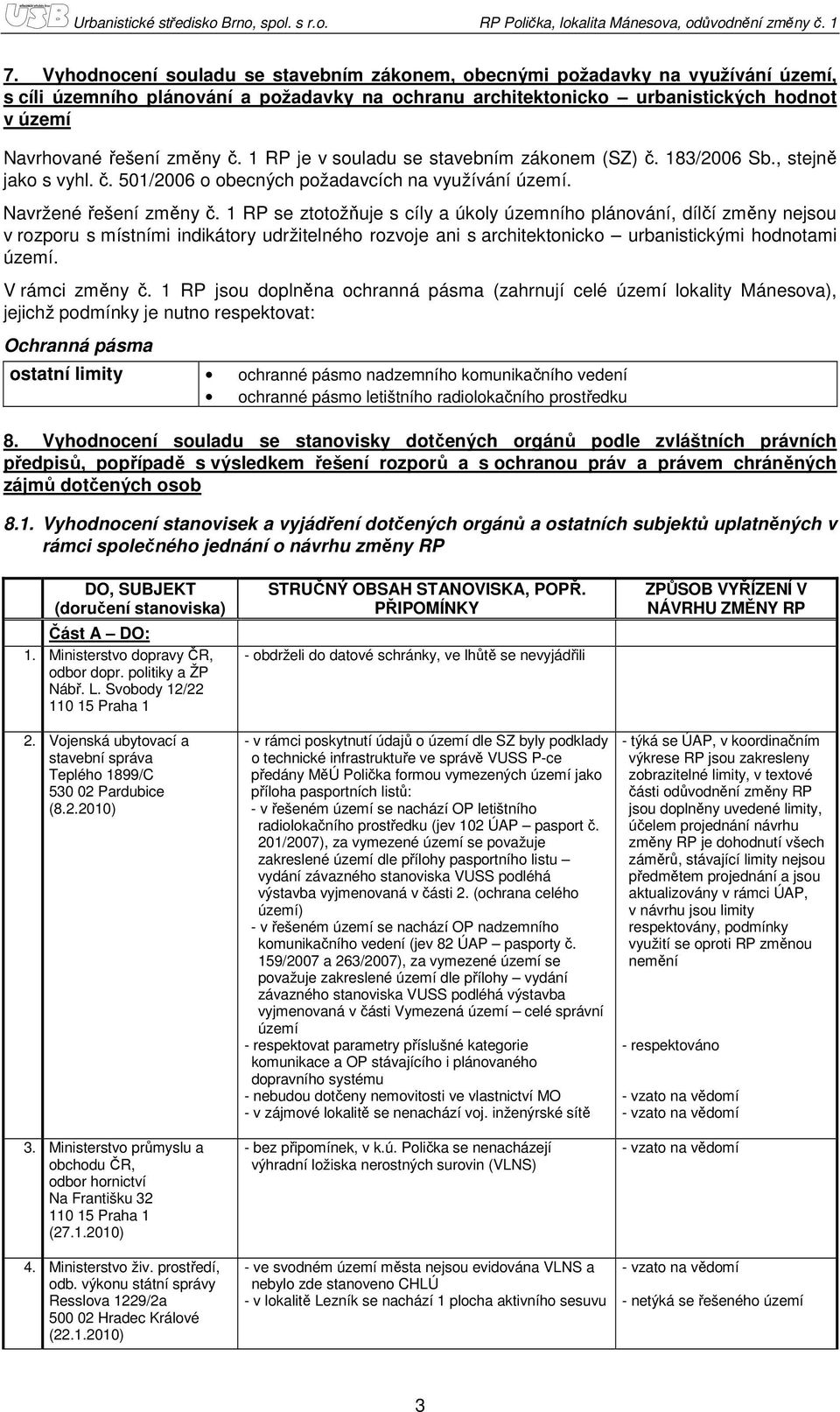 1 RP se ztotožňuje s cíly a úkoly územního plánování, dílčí změny nejsou v rozporu s místními indikátory udržitelného rozvoje ani s architektonicko urbanistickými hodnotami území. V rámci změny č.