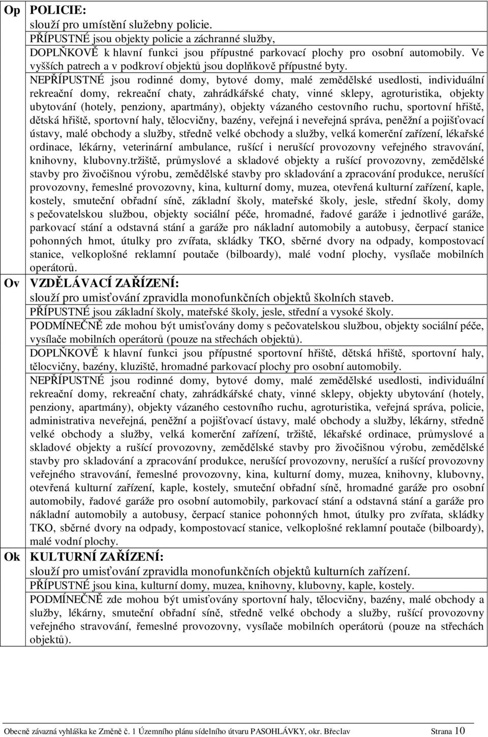 rekreační domy, rekreační chaty, zahrádkářské chaty, vinné sklepy, agroturistika, objekty ubytování (hotely, penziony, apartmány), objekty vázaného cestovního ruchu, sportovní hřiště, dětská hřiště,