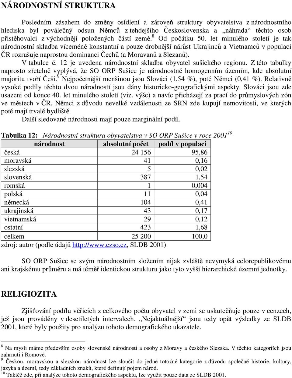 let minulého století je tak národnostní skladba víceméně konstantní a pouze drobnější nárůst Ukrajinců a Vietnamců v populaci ČR rozrušuje naprostou dominanci Čechů (a Moravanů a Slezanů).