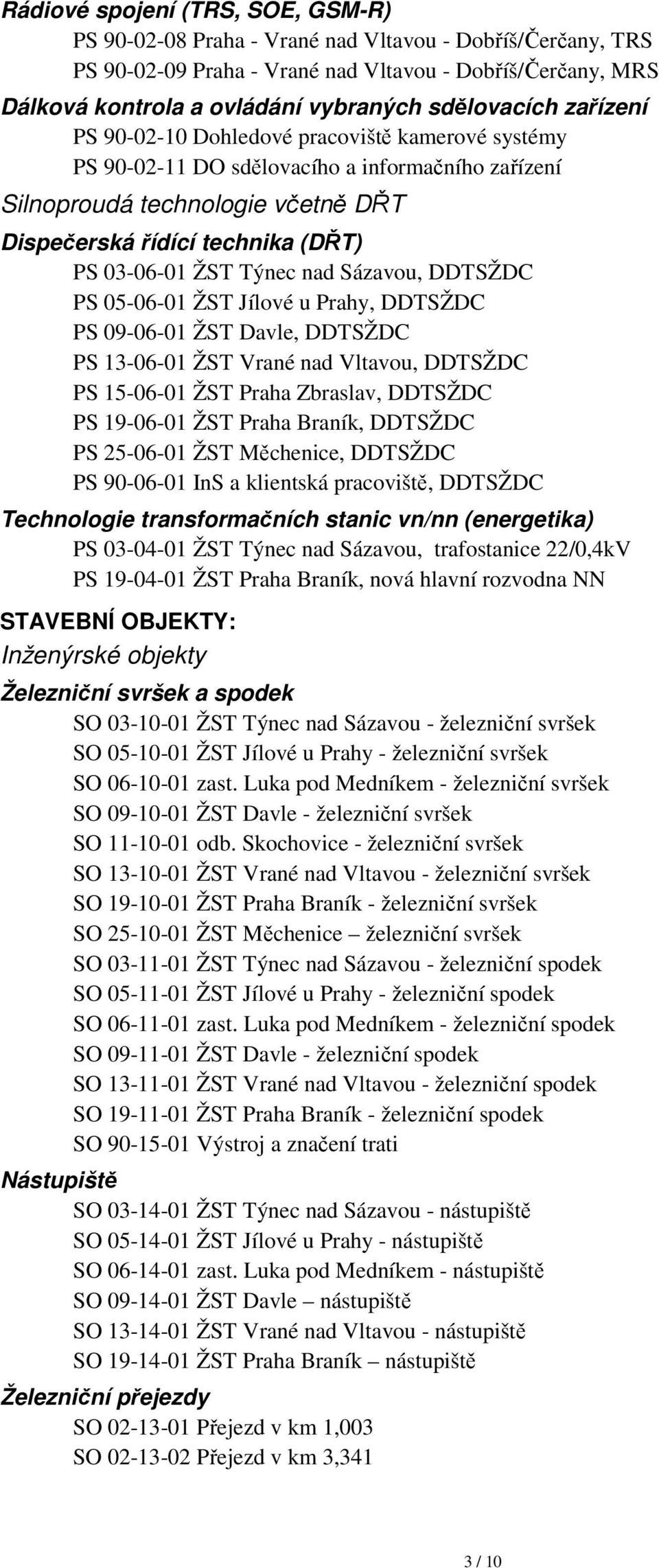 03-06-01 ŽST Týnec nad Sázavou, DDTSŽDC PS 05-06-01 ŽST Jílové u Prahy, DDTSŽDC PS 09-06-01 ŽST Davle, DDTSŽDC PS 13-06-01 ŽST Vrané nad Vltavou, DDTSŽDC PS 15-06-01 ŽST Praha Zbraslav, DDTSŽDC PS