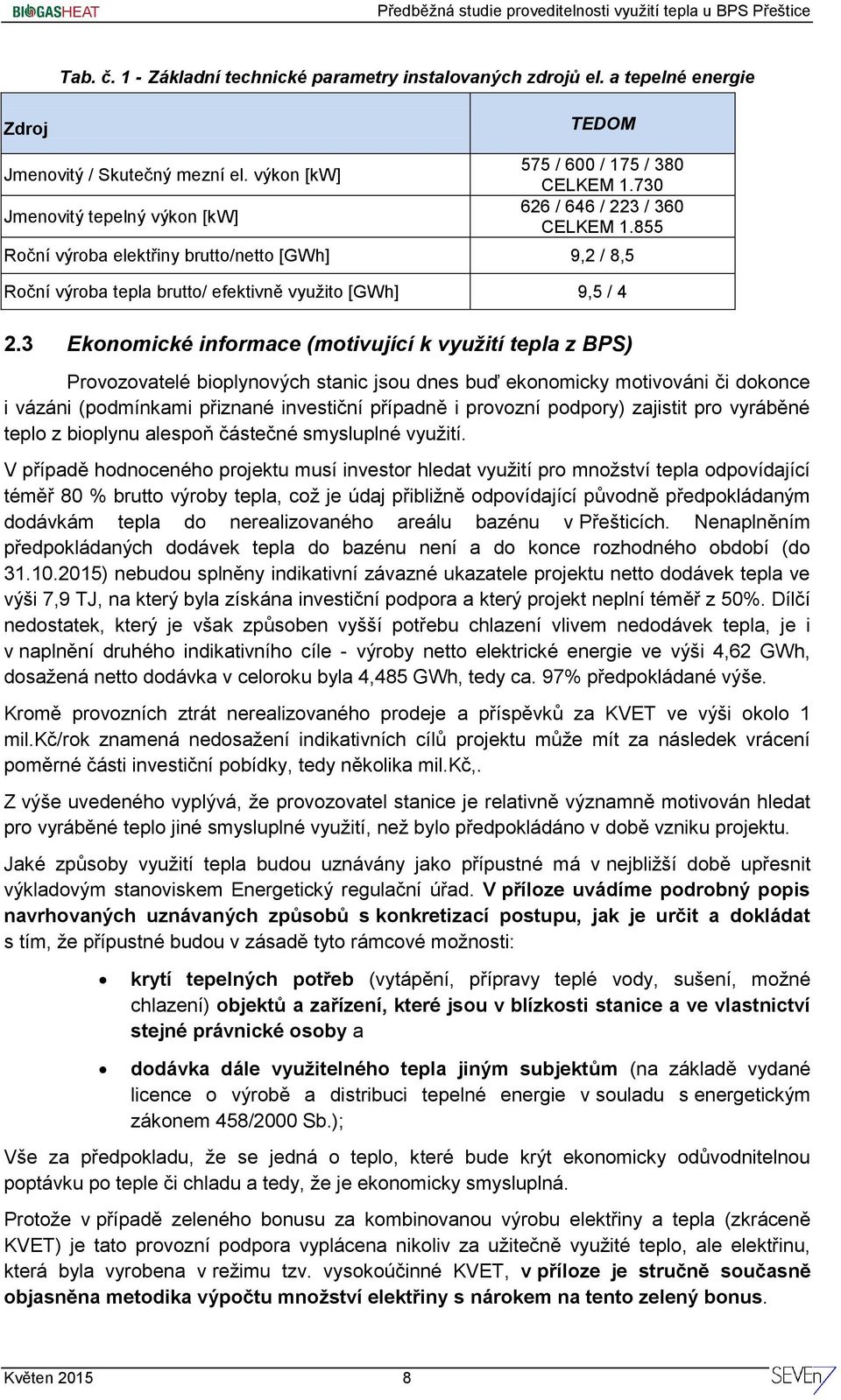 3 Ekonomické informace (motivující k využití tepla z BPS) Provozovatelé bioplynových stanic jsou dnes buď ekonomicky motivováni či dokonce i vázáni (podmínkami přiznané investiční případně i provozní