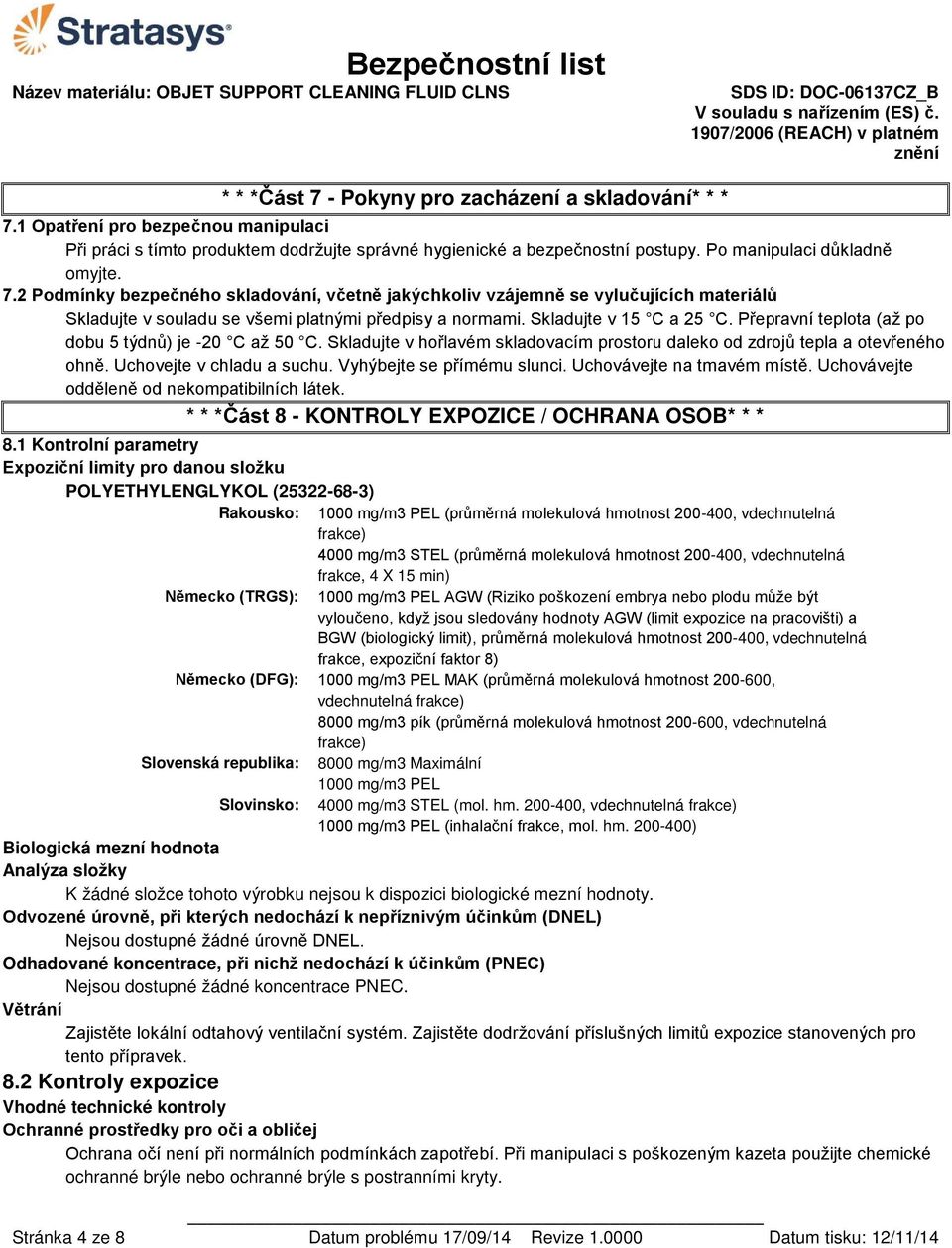 Skladujte v 15 C a 25 C. Přepravní teplota (až po dobu 5 týdnů) je -20 C až 50 C. Skladujte v hořlavém skladovacím prostoru daleko od zdrojů tepla a otevřeného ohně. Uchovejte v chladu a suchu.