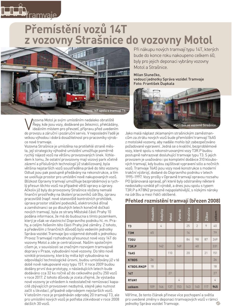 Vozovna Motol je svým umístěním nedaleko obratiště Řepy, kde jsou vozy, dodávané po železnici, překládány, ideálním místem pro převzetí, přípravu před uvedením do provozu a záruční i pozáruční servis.