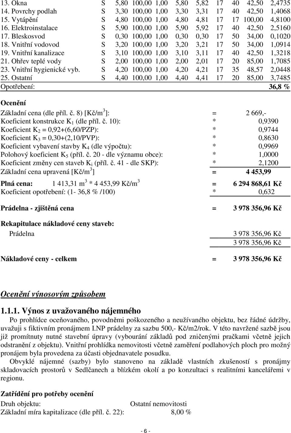 Vnitřní kanalizace S 3,10 100,00 1,00 3,10 3,11 17 40 42,50 1,3218 21. Ohřev teplé vody S 2,00 100,00 1,00 2,00 2,01 17 20 85,00 1,7085 23. Vnitřní hygienické vyb.