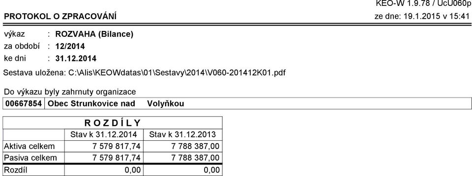 pdf Do výkazu byly zahrnuty organizace 00667854 Obec Strunkovice nad Volyňkou KEO-W 1.9.