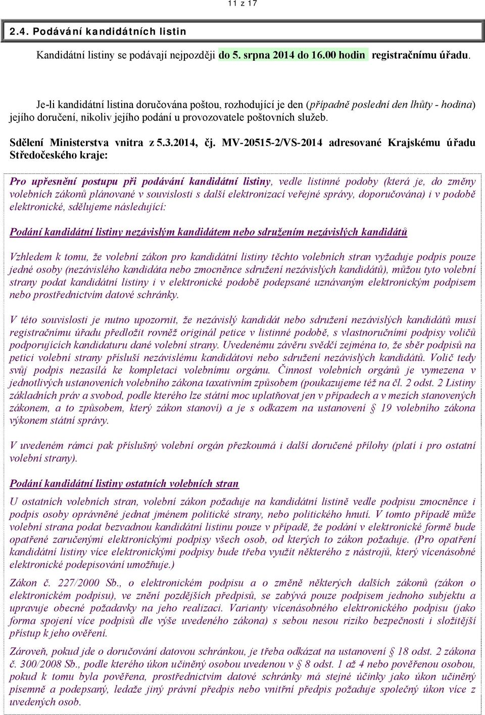 Sdělení Ministerstva vnitra z 5.3.2014, čj.