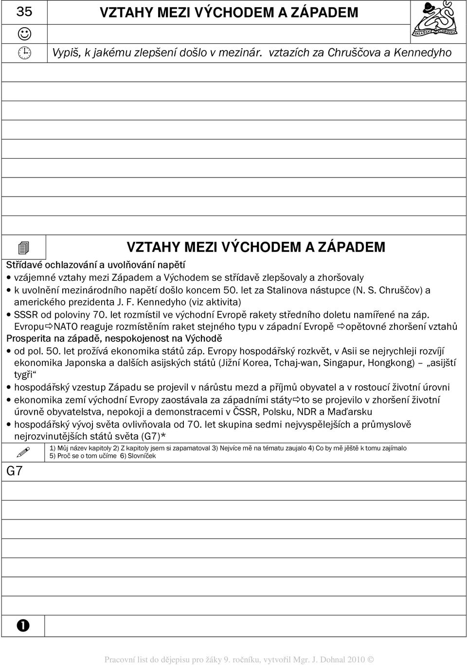 mezinárodního napětí došlo koncem 50. let za Stalinova nástupce (N. S. Chruščov) a amerického prezidenta J. F. Kennedyho (viz aktivita) SSSR od poloviny 70.