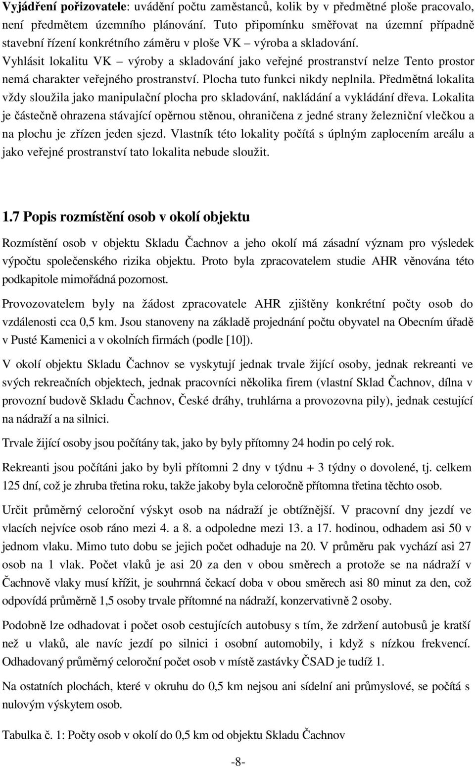 Vyhlásit lokalitu VK výroby a skladování jako veřejné prostranství nelze Tento prostor nemá charakter veřejného prostranství. Plocha tuto funkci nikdy neplnila.