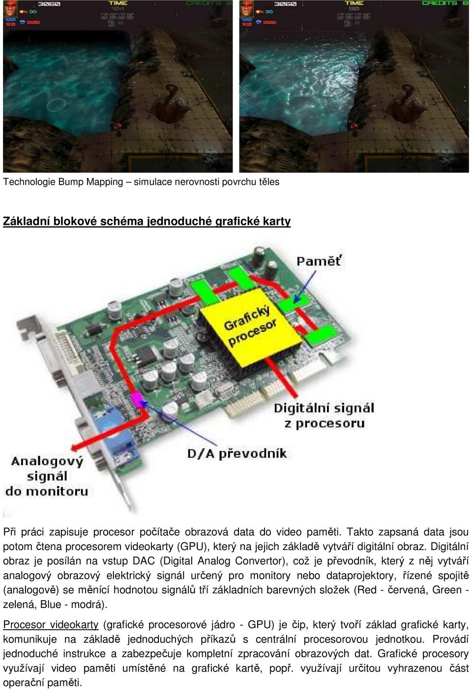 Digitální obraz je posílán na vstup DAC (Digital Analog Convertor), což je převodník, který z něj vytváří analogový obrazový elektrický signál určený pro monitory nebo dataprojektory, řízené spojitě