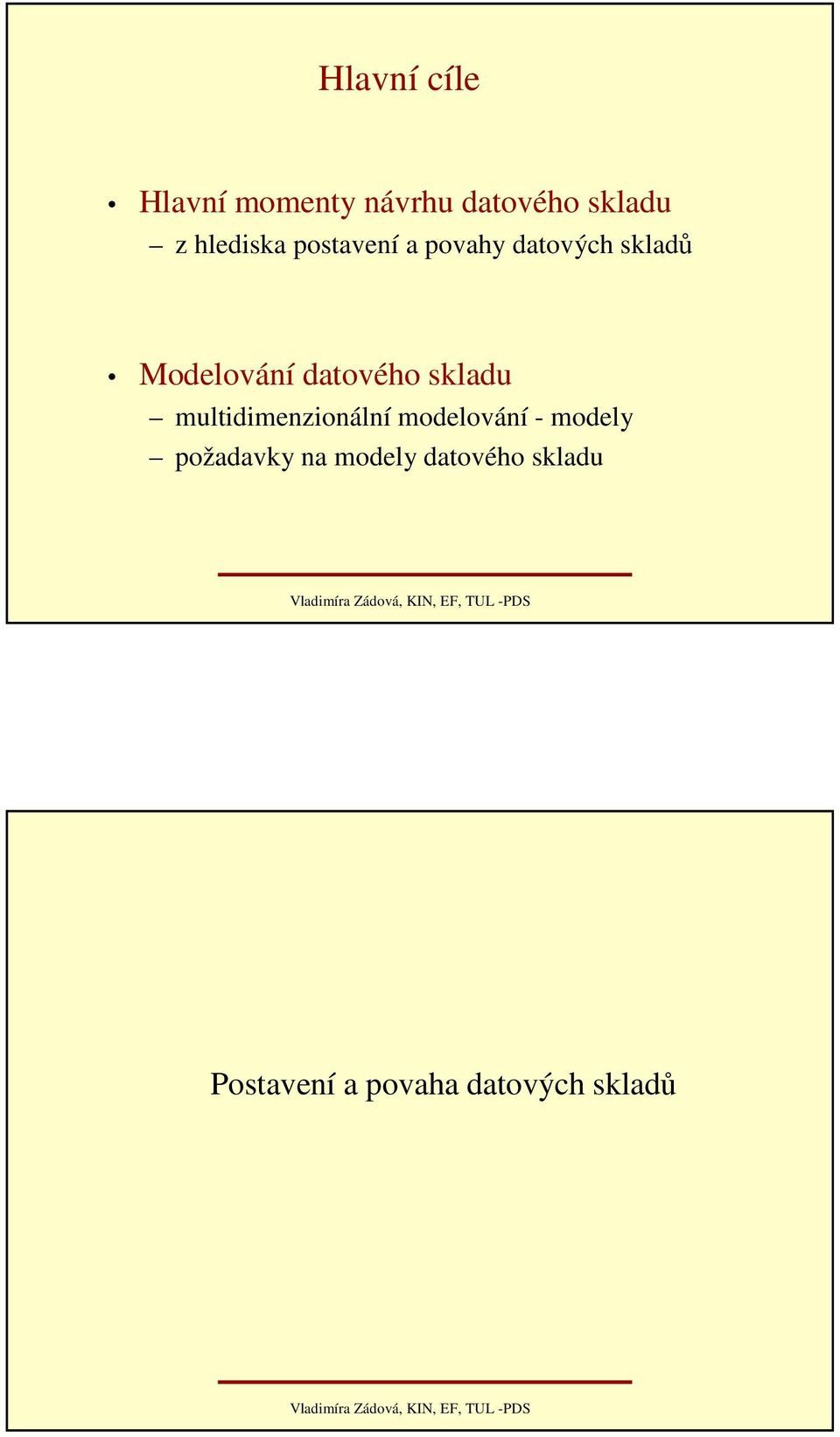 datového skladu multidimenzionální modelování - modely