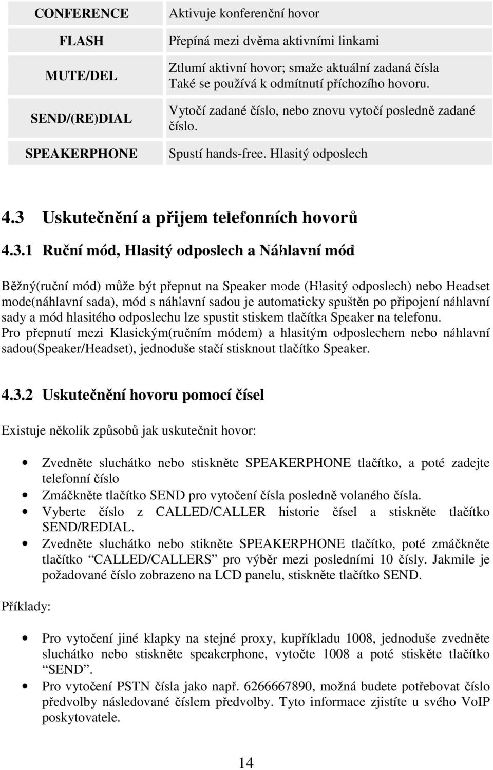 Uskutečnění a přijem telefonních hovorů 4.3.