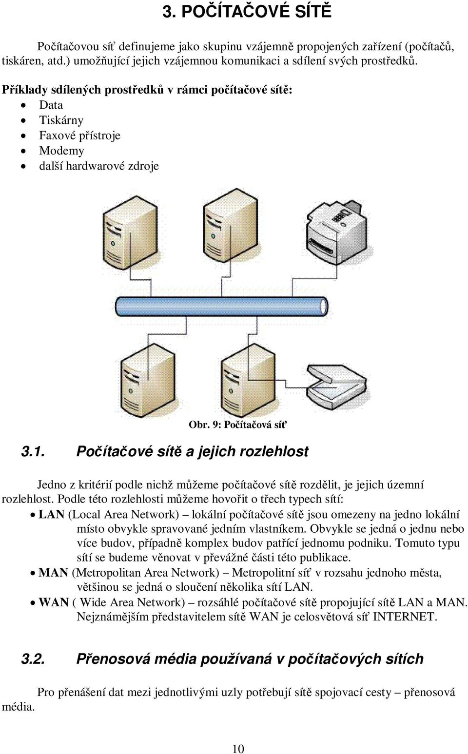 Počítačové sítě a jejich rozlehlost Jedno z kritérií podle nichž můžeme počítačové sítě rozdělit, je jejich územní rozlehlost.