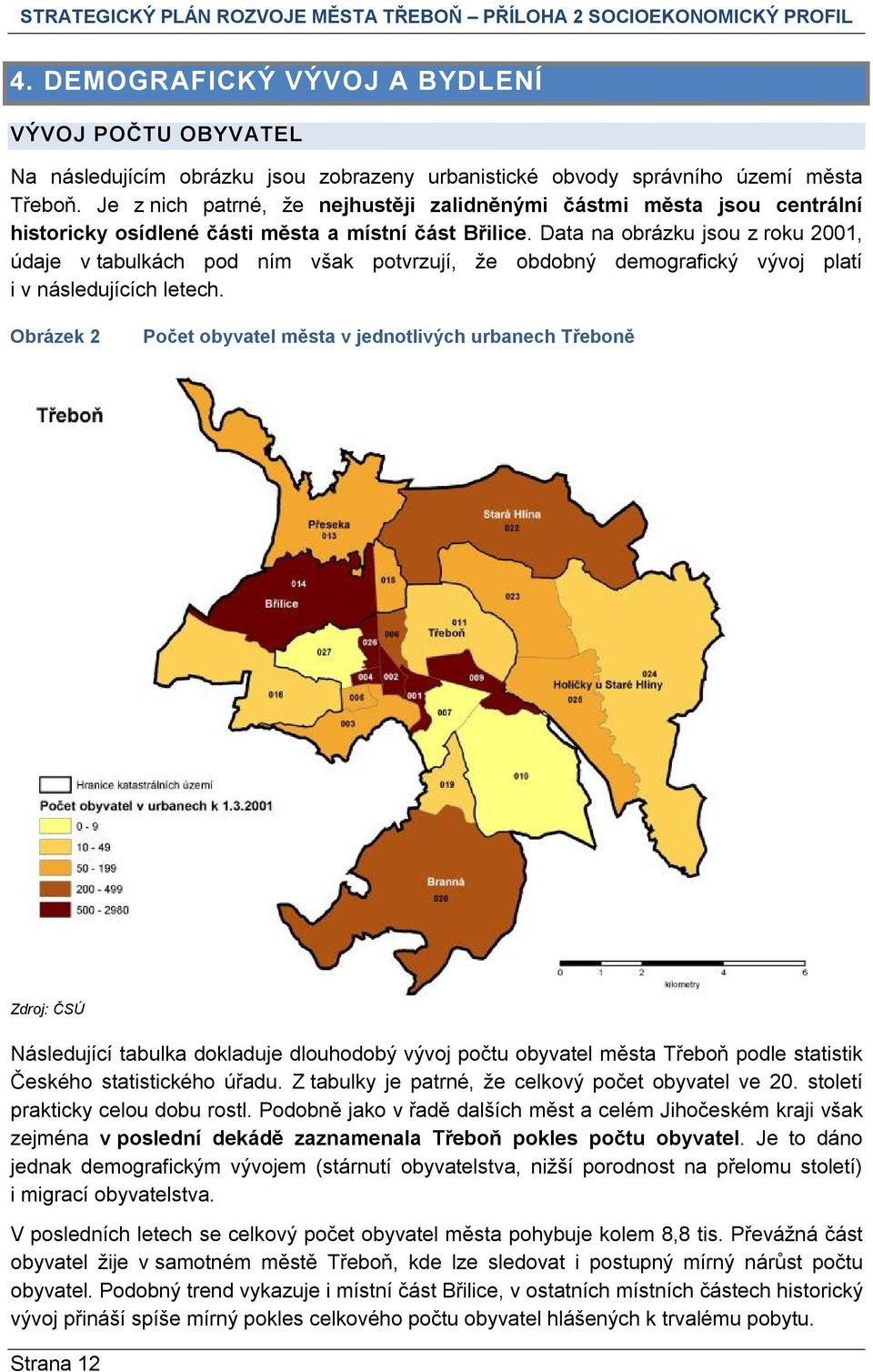 Data na obrázku jsou z roku 2001, údaje v tabulkách pod ním však potvrzují, že obdobný demografický vývoj platí i v následujících letech.