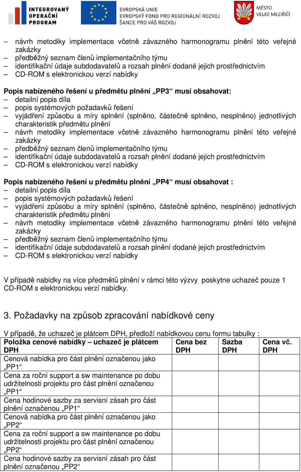 splnění (splněno, částečně splněno, nesplněno) jednotlivých charakteristik předmětu plnění  prostřednictvím CD-ROM s elektronickou verzí nabídky Popis nabízeného řešení u předmětu plnění PP4 musí