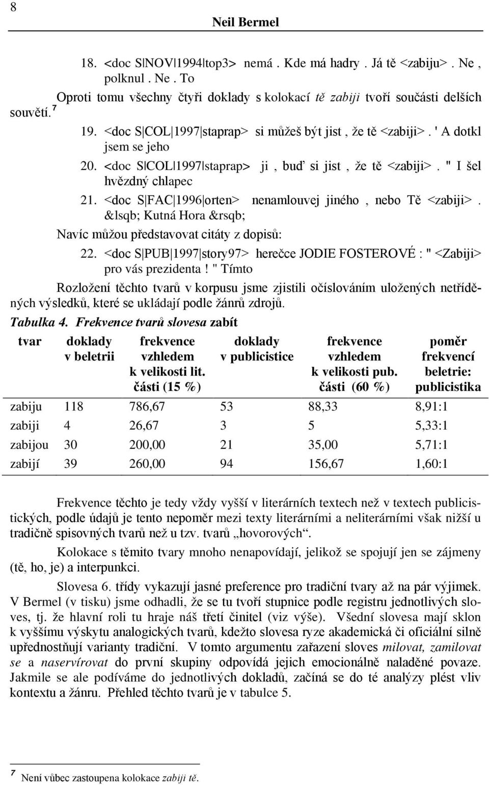 <doc S FAC 1996 orten> nenamlouvej jiného, nebo Tě <zabiji>. &lsqb; Kutná Hora &rsqb; Navíc můžou představovat citáty z dopisů: 22.