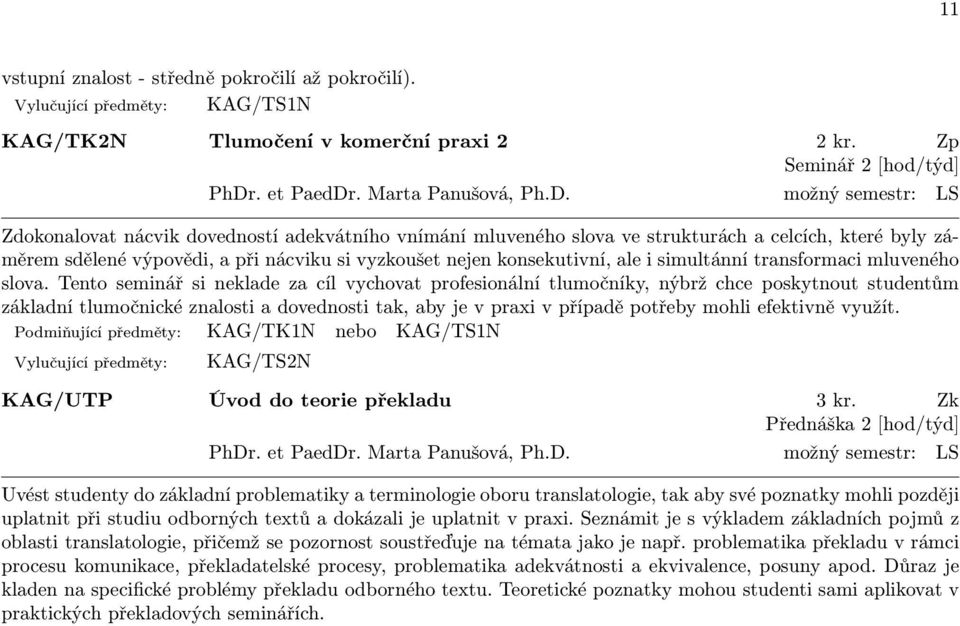 . Marta Panušová, Ph.D.