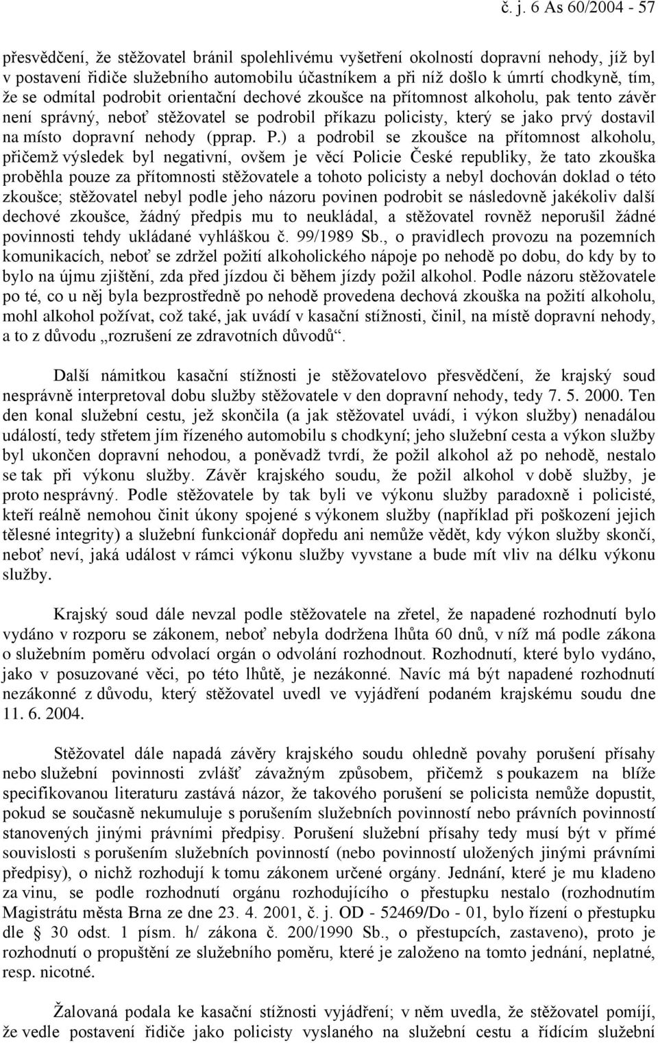 dopravní nehody (pprap. P.